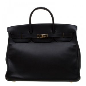 Hermes Black Swift Leather Gold Hardware Birkin 40 Bag