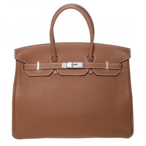 Hermes Gold Togo Leather Palladium Hardware Birkin 35 Bag