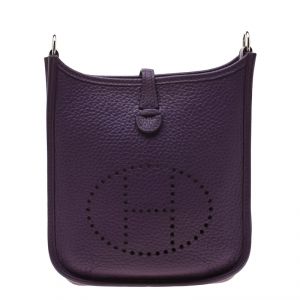 Pre Owned Hermes Ultraviolet Clemence Leather Evelyne TPM Bag