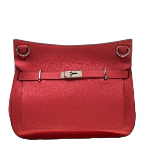 Pre Owned Hermes Bougainvillea Clemence Leather Palladium Hardware Jypsiere 37 Bag