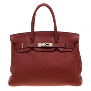 Hermes Rouge Grenat Togo Leather Palladium Hardware Birkin 30 Bag
