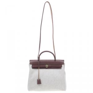 Pre Owned Hermes Noir Toile Herbag Zip 31 CM