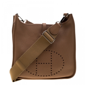 Pre Owned Hermes ALezan Clemence Leather Evelyne III PM Bag