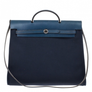 Pre Owned  Hermes Herbag Midnight Blue MM Convertible Satchel