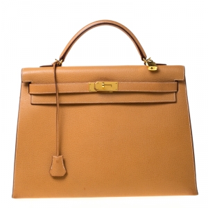 Hermes Natural Sable Vache Liegee Leather Gold Hardware Kelly Sellier 40 Bag