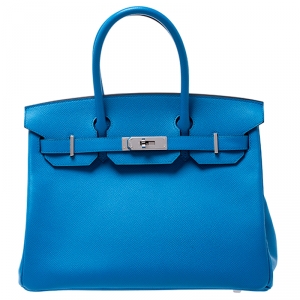 Hermès Bleu Zanzibar Epsom Leather Palladium Hardware Birkin 30 Bag