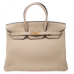 Hermes Trench Togo Leather Gold Hardware Birkin 35 Bag