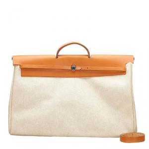 Pre Owned Hermes Beige Canvas Herbag GM Satchel