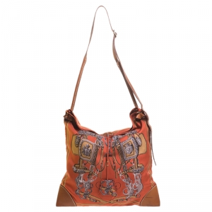 Hermes Brick Red Satin and Leather Silky City 33 Bag