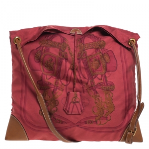 Hermes Maroon Bridge de Gala Silk and Leather MM Silky City Bag 