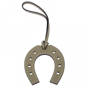 Hermes Moss Green Leather Horse Shoe Bag Charm
