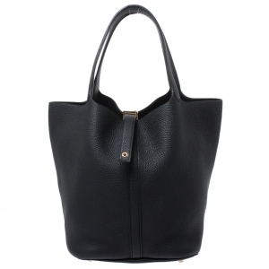 Pre Owned Hermes Black Togo Leather Gold Hardware Picotin GM Bag