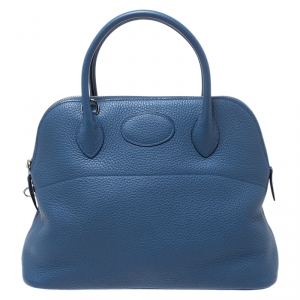 Hermes Blue Sapphire Togo Leather Bolide 31 Bag