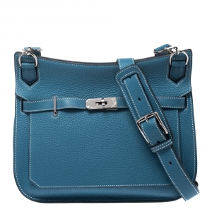 Hermes Blue Jean Clemence Leather Palladium Hardware Jypsiere 28 Bag
