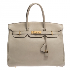 Hermes Beton Swift Leather Gold Hardware Birkin 35 Bag