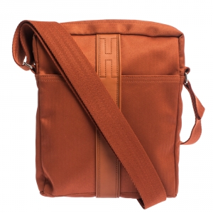 Hermes Orange Toile Canvas and Leather Acapulco Messenger Bag 