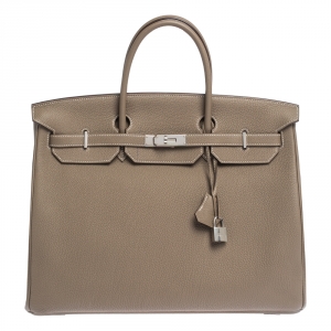 Hermes Etoupe Grey Togo Leather Palladium Hardware Birkin 40 Bag