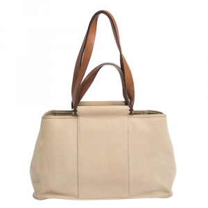 Pre Owned Hermes Beige Canvas Cabag Elan Tote