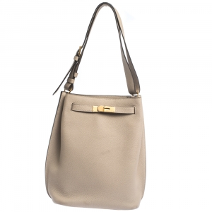 Pre Owned Hermes Gris Tourterelle Togo Leather So Kelly 22 Bag
