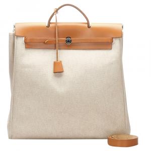 Pre Owned Hermes Beige Toile Canvas Herbag Shoulder Bag