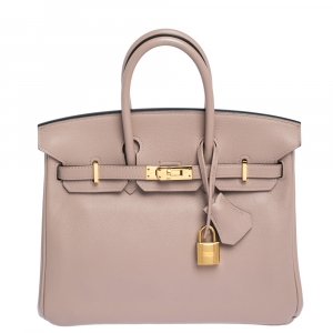 Hermes Glycine Evercolor Leather Gold Hardware Birkin 25 Bag