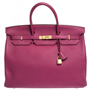 Hermes Raspberry Togo Leather Gold Hardware Birkin 40 Bag