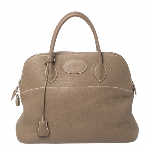 مملوكة مسبقًا Hermes Gris Tourterelle Clemence Leather Bolide 35 Bag