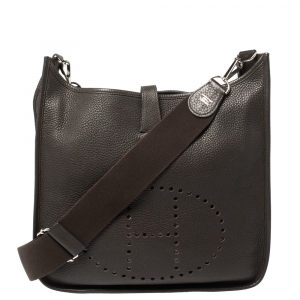 Pre Owned Hermes Cacao Togo Leather Evelyne III GM Bag