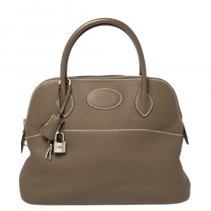 Pre Owned Hermes Taupe Grey Taurillon Clemence Leather Bolide 31 Bag