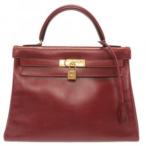 مملوكة مسبقًا Hermes Red Box Leather Kelly Retourne 32 Bag