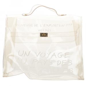 Hermes White Vinyl  Kelly Tote Bag