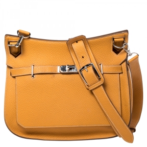 Pre Owned Hermes Jaune D'or Taurillon Clemence Leather Jypsiere 28 Bag