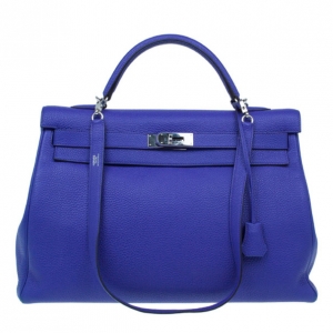 Pre Owned Hermes Bleu Royale Cuir Palladium Hardware Kelly 40