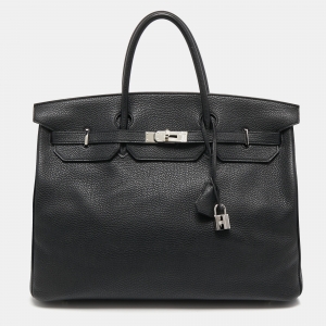 Hermes Black Togo Leather Palladium Finish Birkin 40 Bag