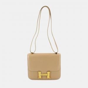 Hermes Constance 3 mini 18 shoulder bag box calf trench G engraved gold metal fittings guilloche Mini