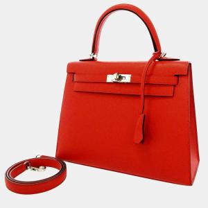 Hermes Rouge Coeur Epsom leather Kelly Sellier 25 bag