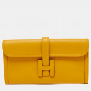 Hermes Jaune Ambre Evercolor Leather Elan Jige 29 Clutch