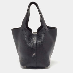 Pre Owned Hermes Black Taurillon Clemence Leather Picotin Lock 18 Bag