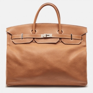 Hermes Gold Togo Leather Palladium Finish Birkin 50 Bag