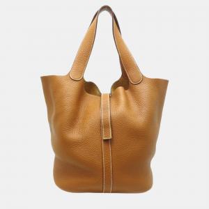 Hermes Brown Leather Clemence Picotin Lock 26 Hobos