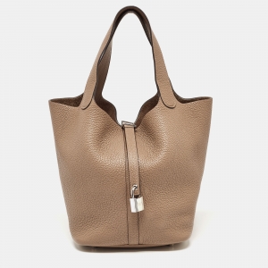 Pre Owned حقيبة هيرمس بيكوتين لوك 22 جلد كليمنس رصاصي  