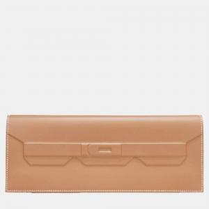 Hermes Gold Swift Leather Shadow Birkin Clutch Bag