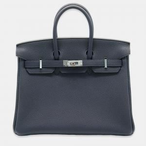 Hermes Bleu Nuit Togo Birkin 25 PHW Handbag