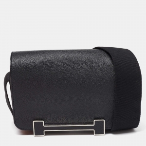 Pre Owned Hermes Black Chevre Mysore Leather Geta Bag  