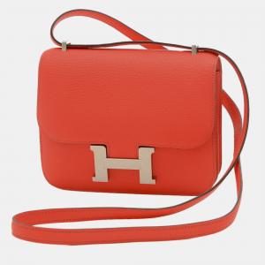 Hermes Red Chevre Leather Constance 18 Shoulder Bag