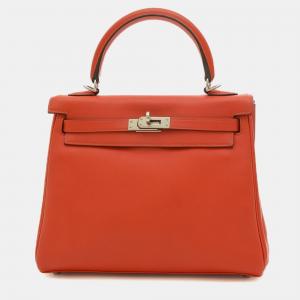 Hermes Red Swift Leather Kelly 25 Tote Bag
