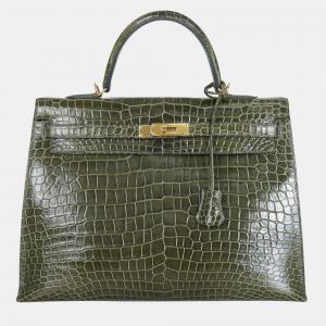 Hermes Vert Véronèse Shiny Alligator Kelly 35 Bag