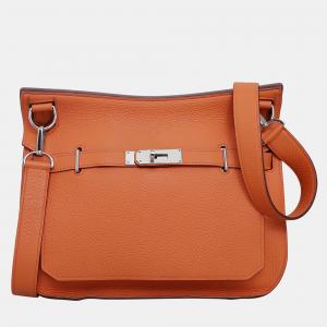 Hermes Orange Clemence Leather Jypsiere 28 Bag