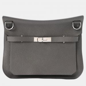 Hermes Grey Clemence Leather Jypsiere Shoulder Bag