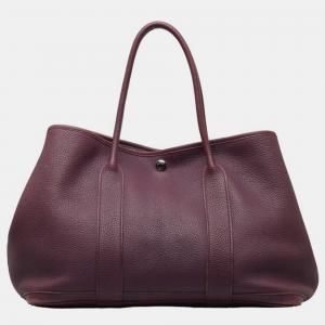 Hermes Purple Leather Negonda Garden Party PM Bag